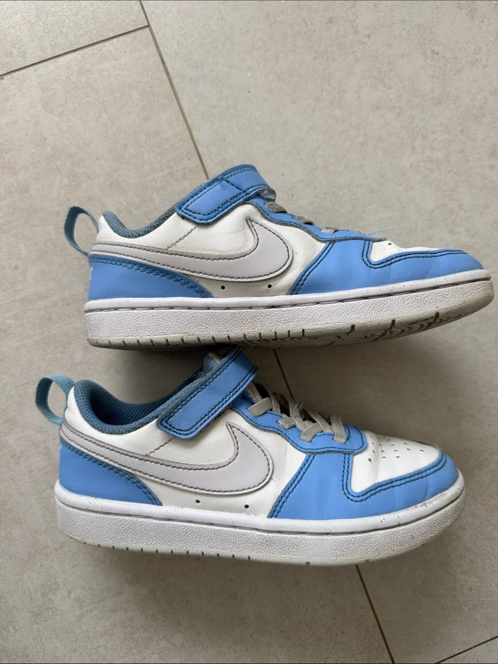 Nike Kids White and Light Blue Dunk Low-Top Sneakers